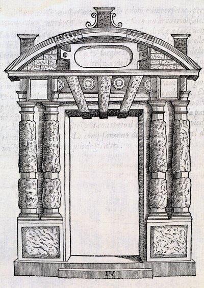 Porta decorativa con colonne e piatto a forma di bagno, da 